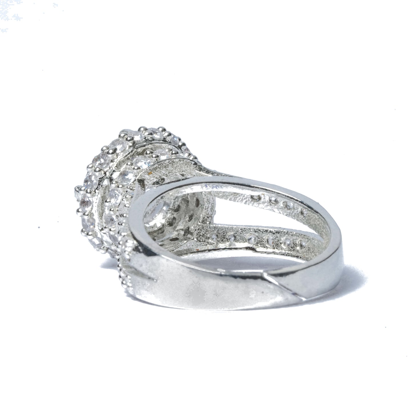 American Diamond Halo Solitaire Ring