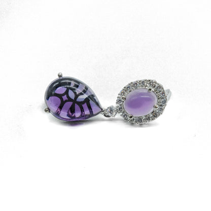 Purple Stone Drop Earrings