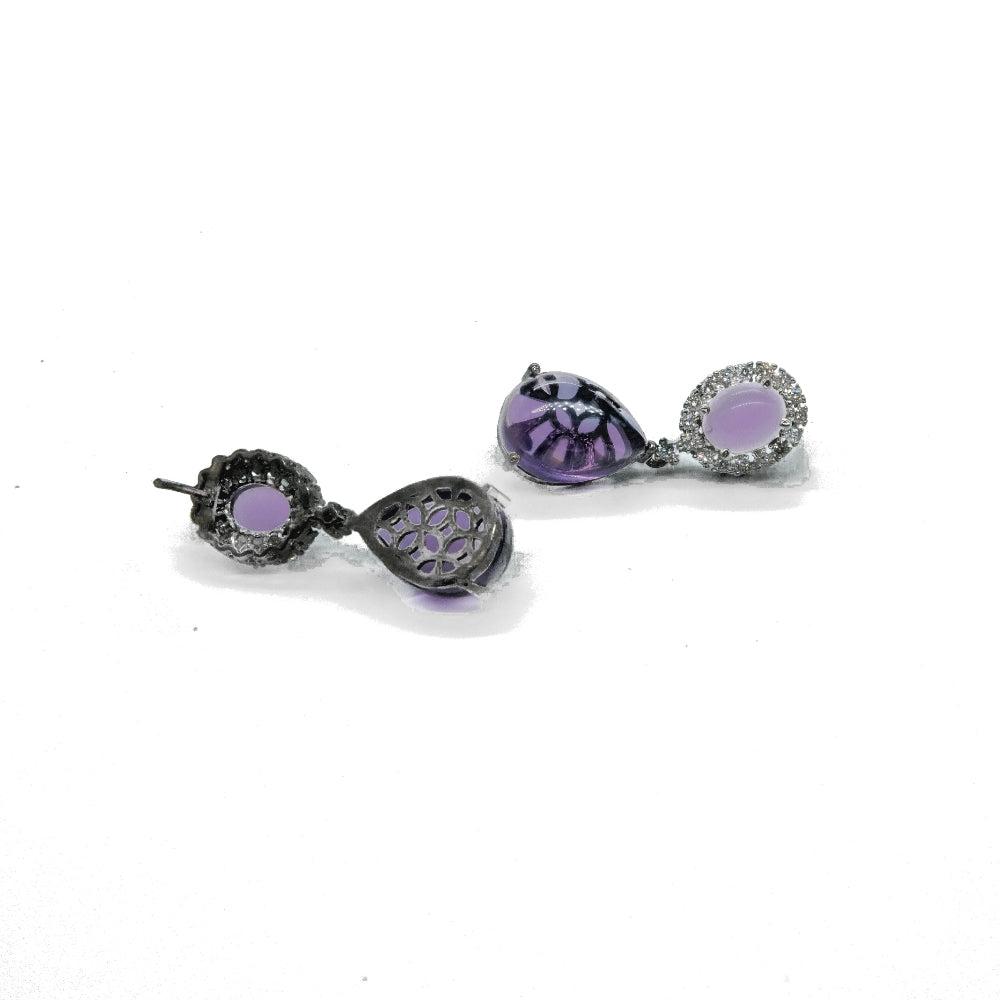 Purple Stone Drop Earrings