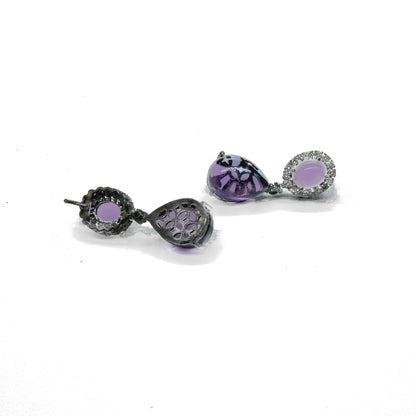 Purple Stone Drop Earrings