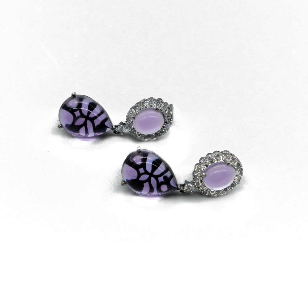 Purple Stone Drop Earrings