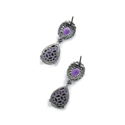 Purple Stone Drop Earrings
