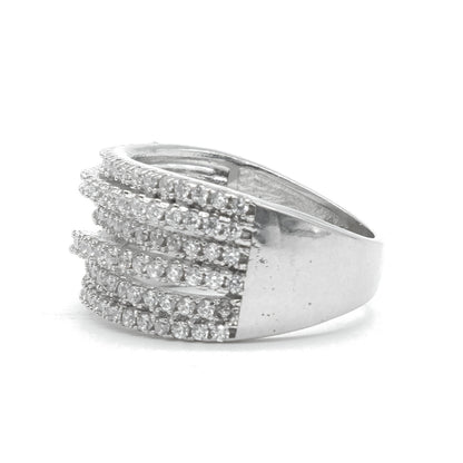 Silver Plated American Diamond Multi Row Band Ring
