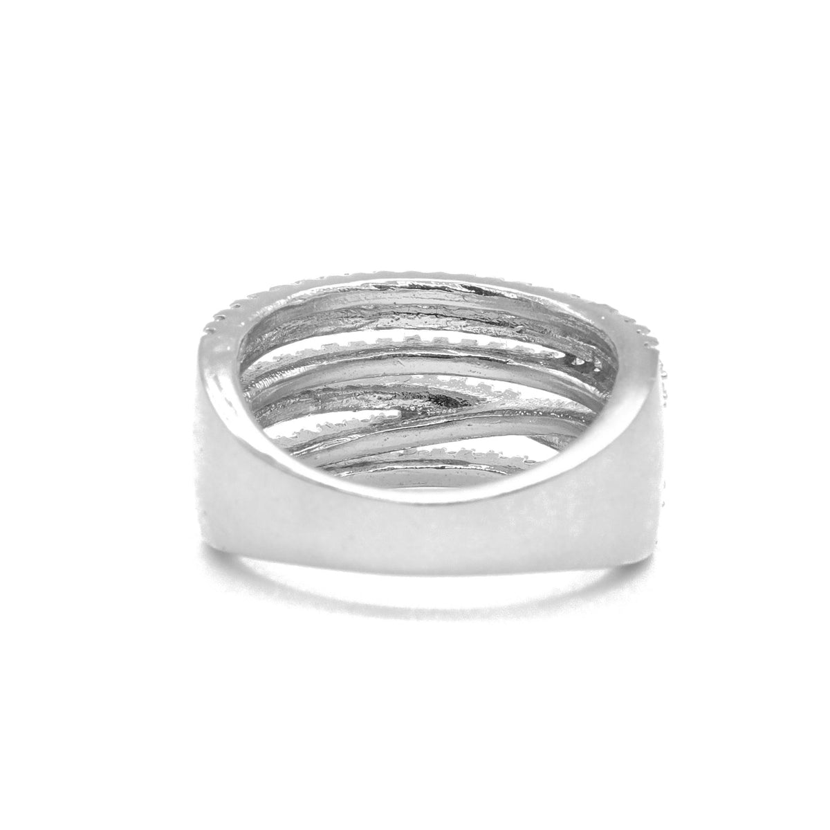 Silver Plated American Diamond Multi Row Band Ring