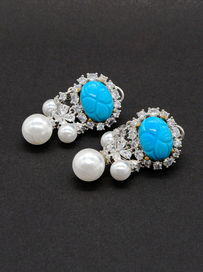 Turquoise Pearl Drop Earrings