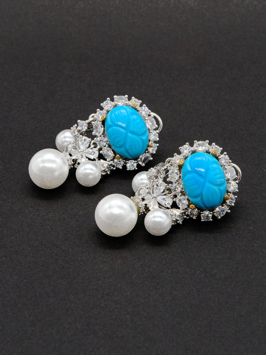 Turquoise Pearl Drop Earrings