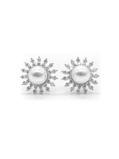 Pearl Floral Stud Earrings