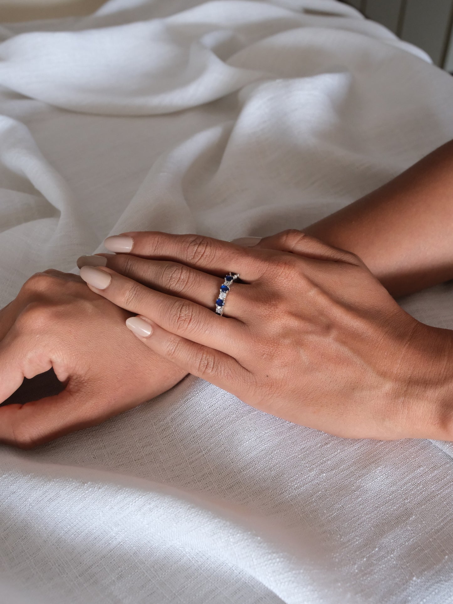 Royal Blue Eternity American Diamond Ring
