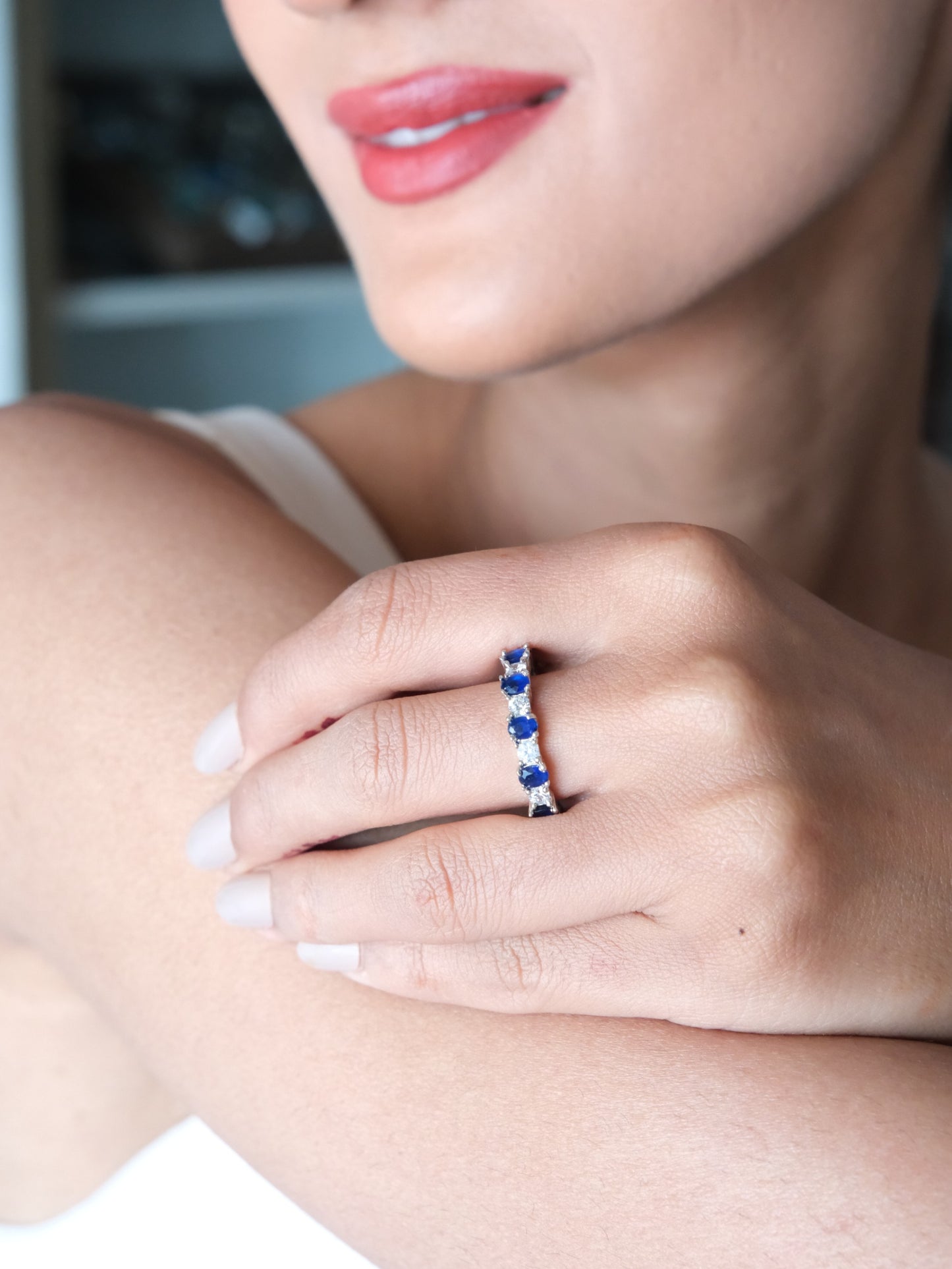 Royal Blue Eternity American Diamond Ring