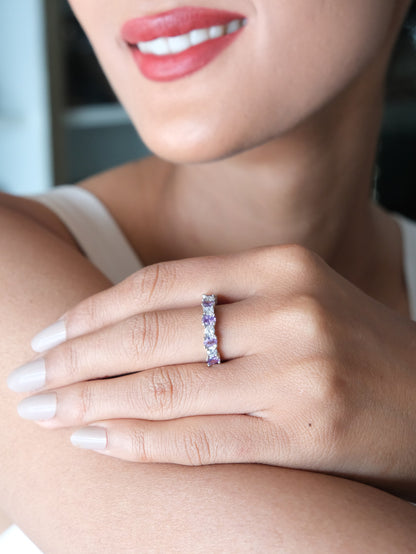 Purple Oval Stone Band Ring