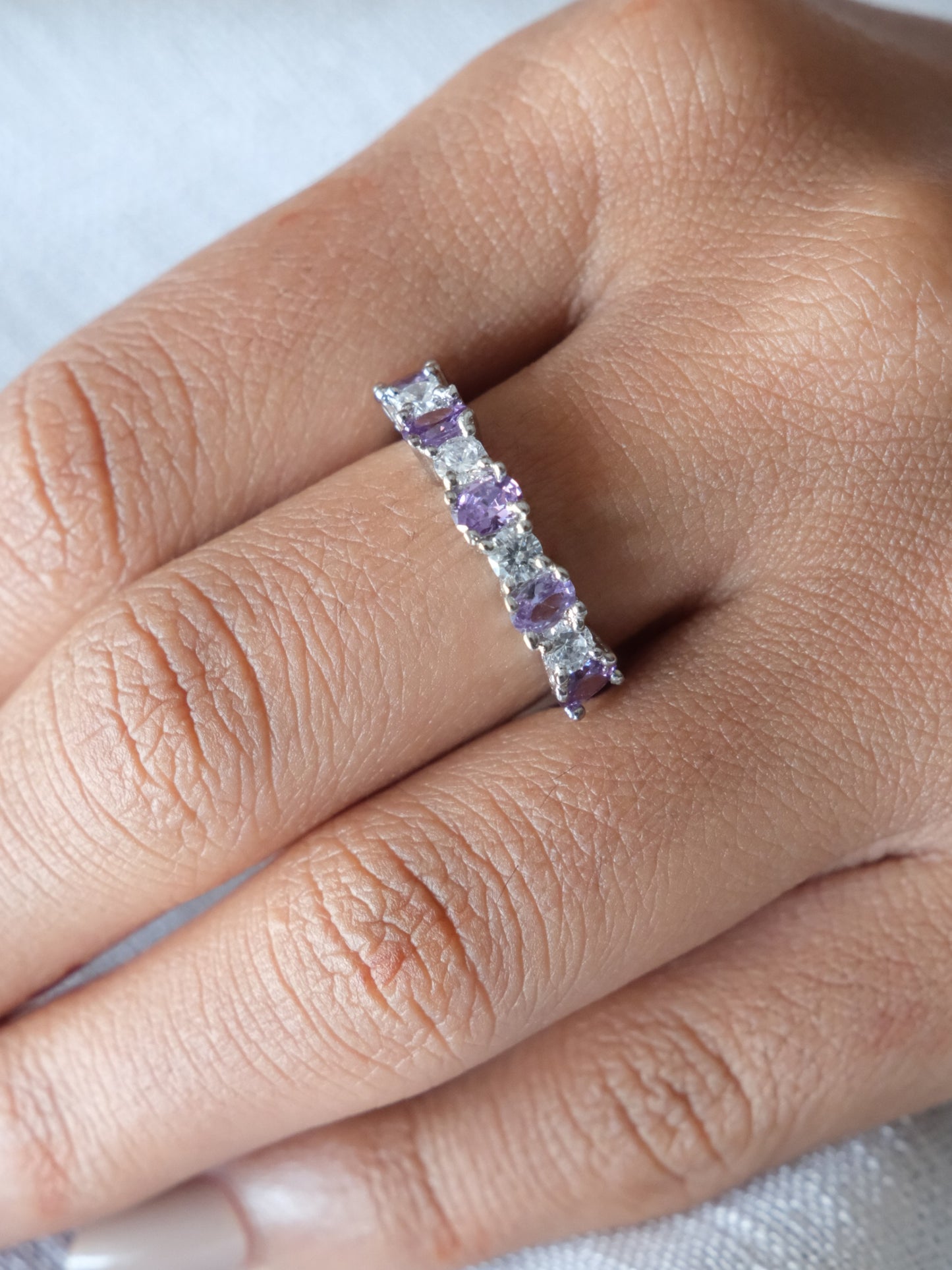 Purple Oval Stone Band Ring