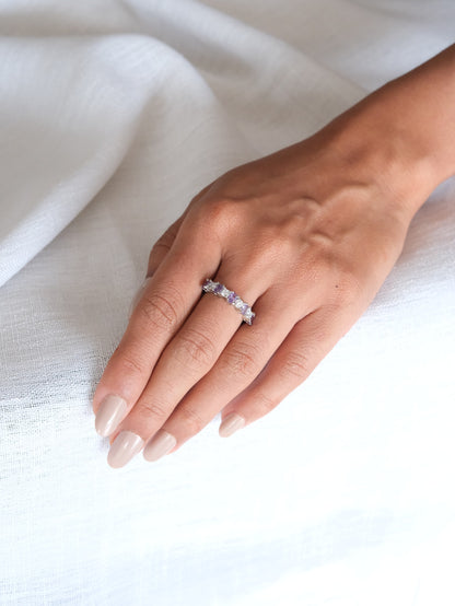 Purple Oval Stone Band Ring