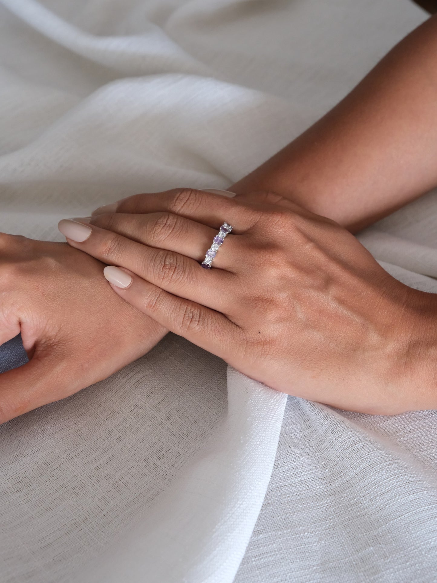 Purple Oval Stone Band Ring