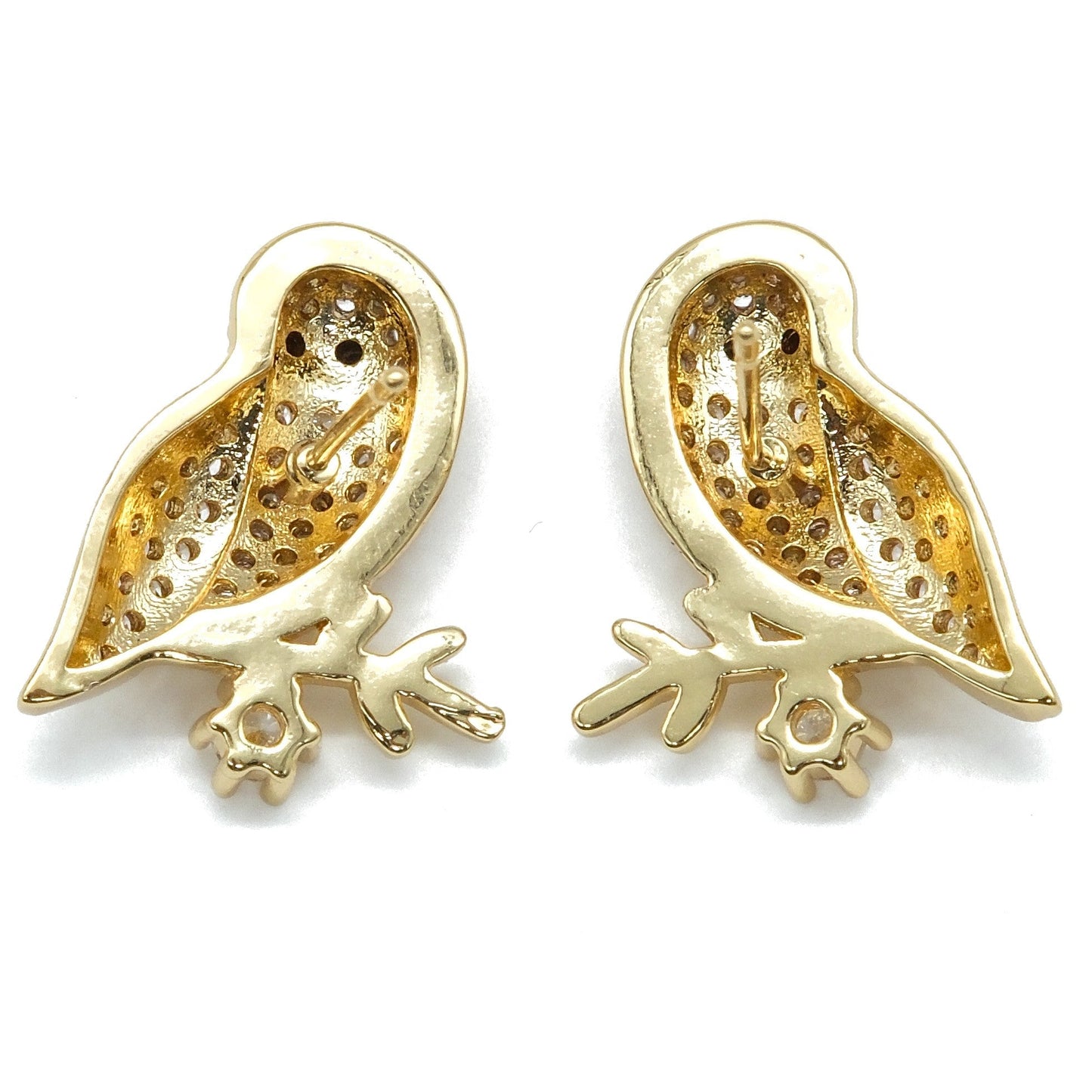 Gold Plated Bird Design Stud Earrings