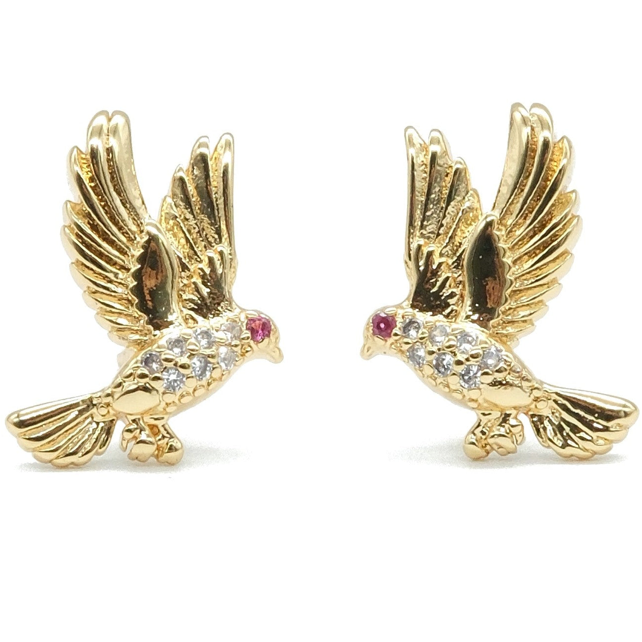 Gold Plated American Diamond Leaf Stud Earrings