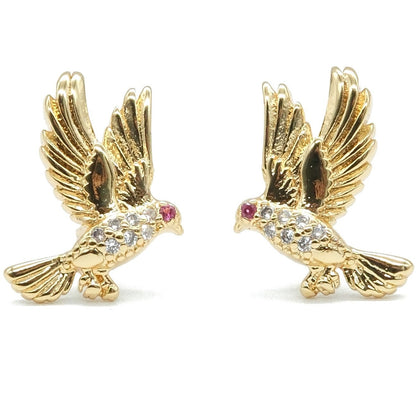 Gold Plated American Diamond Leaf Stud Earrings
