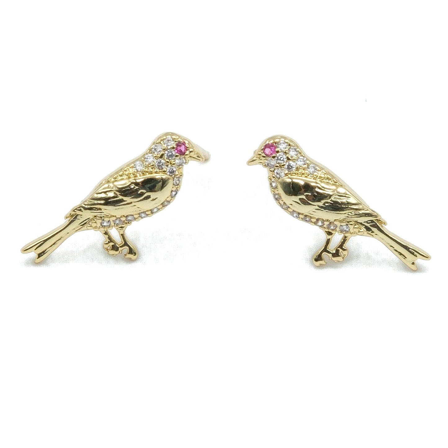 Gold Plated Crystal Bird Stud Earrings