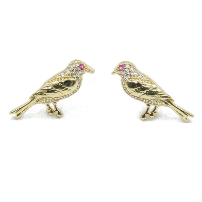 Gold Plated Crystal Bird Stud Earrings