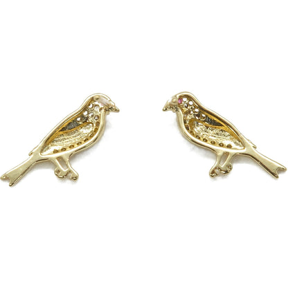 Gold Plated Crystal Bird Stud Earrings