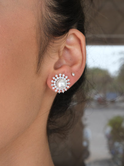 Pearl Floral Stud Earrings