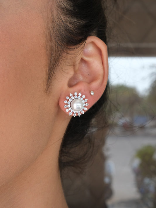 Pearl Floral Stud Earrings