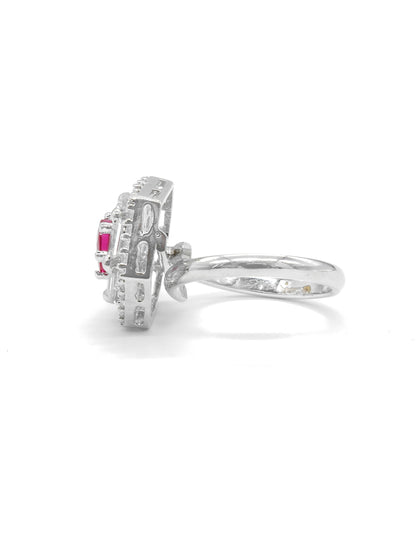 Pink Hexagon Halo American Diamond Ring