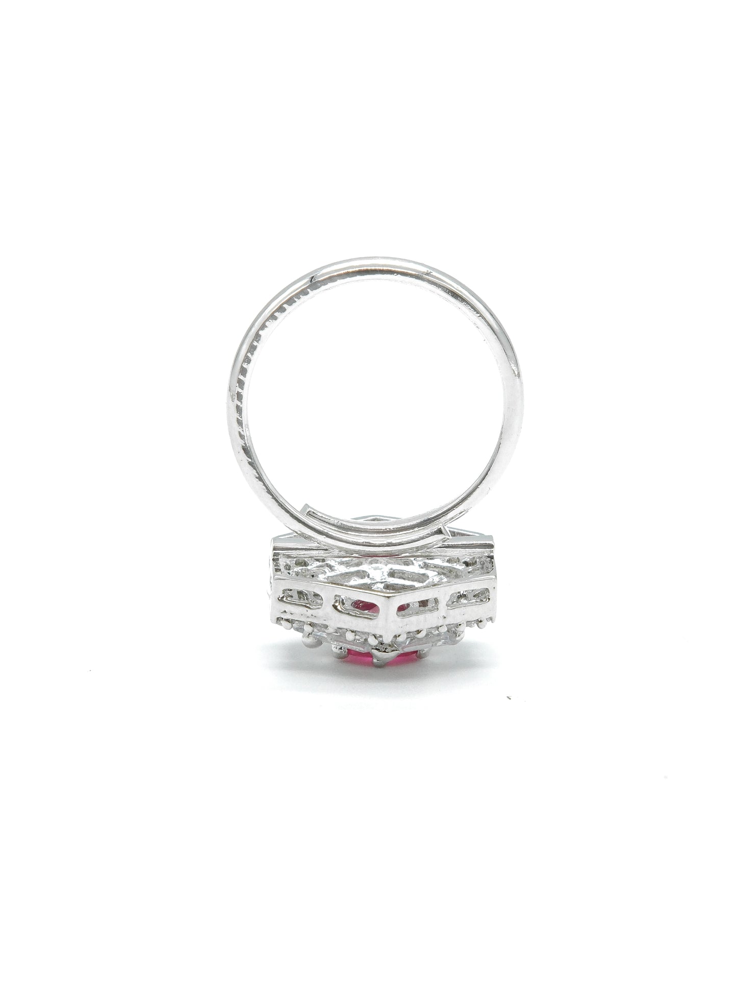 Pink Hexagon Halo American Diamond Ring