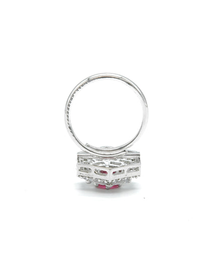 Pink Hexagon Halo American Diamond Ring