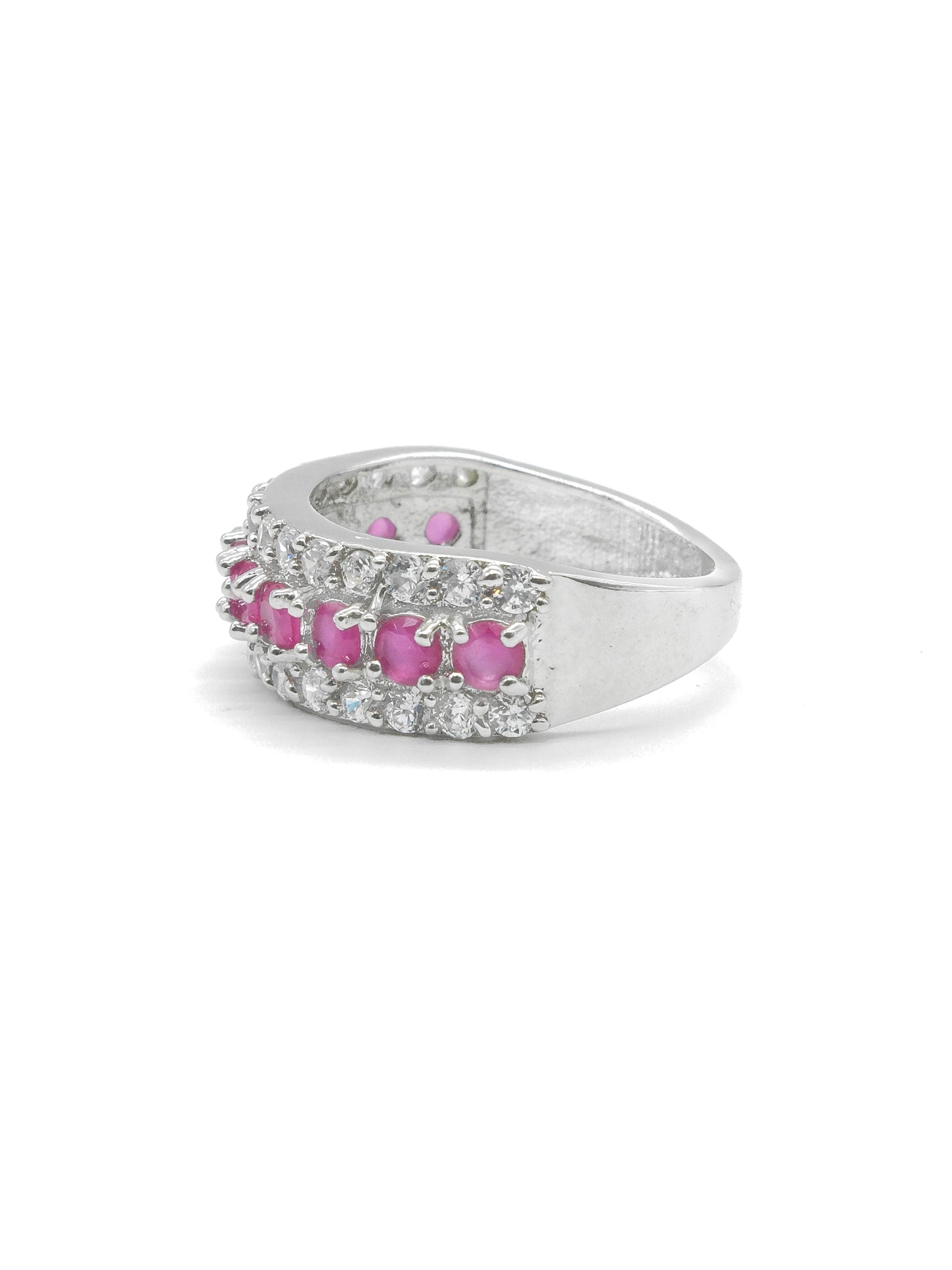 Pink Band Style American Diamond Ring