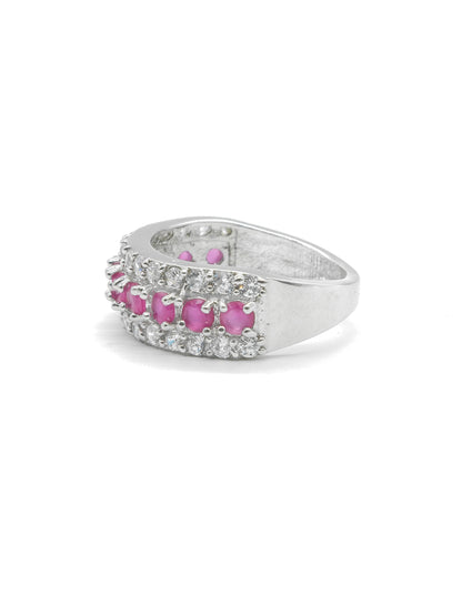 Pink Band Style American Diamond Ring