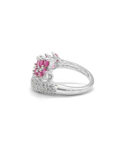 Pink Leaf Design American Diamond Ring