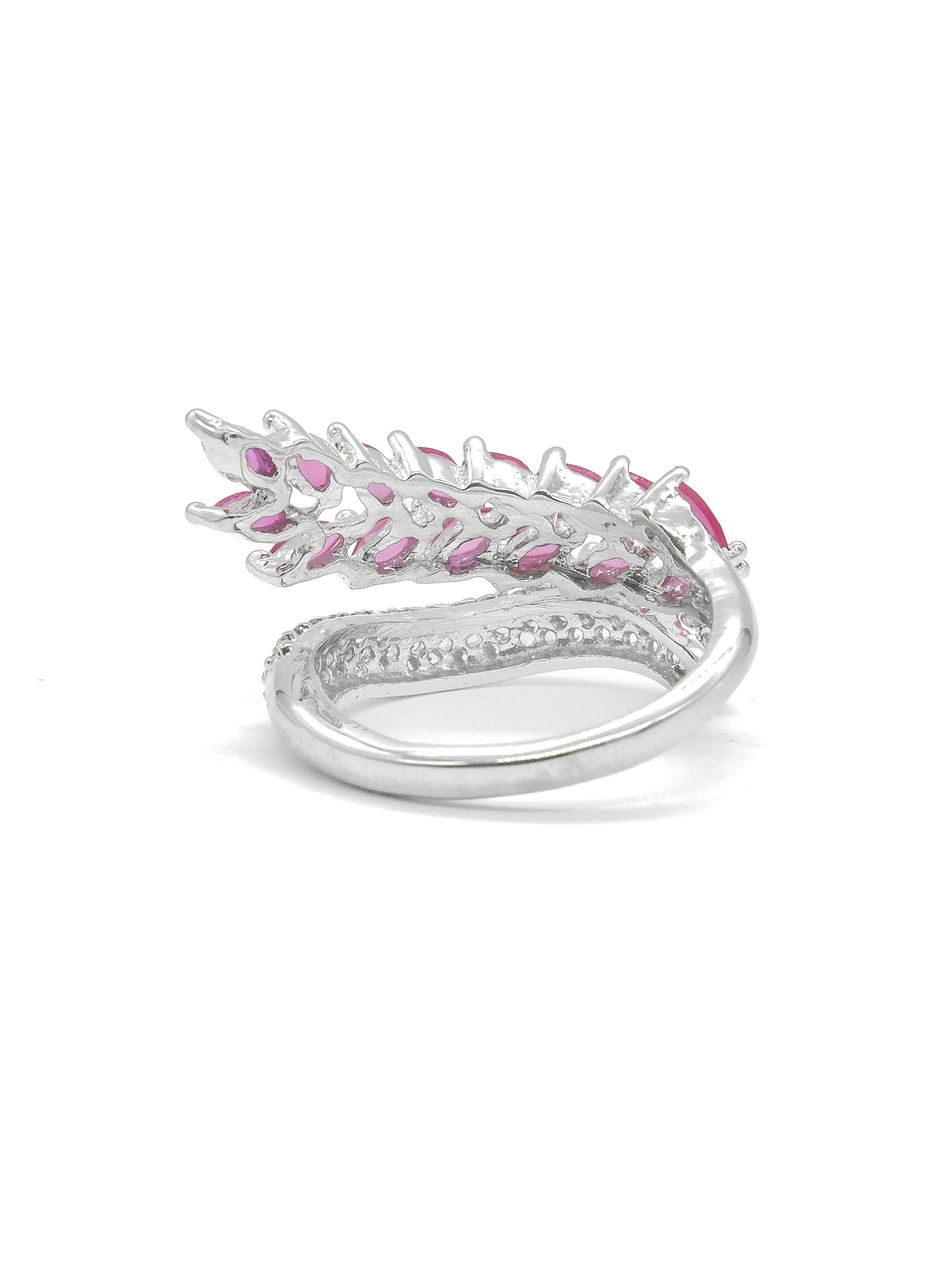 Pink Leaf Design American Diamond Ring