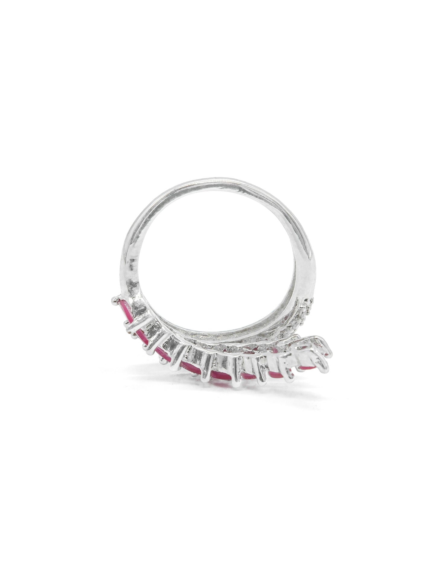Pink Leaf Design American Diamond Ring