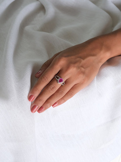 Pink Pear Stone American Diamond Ring