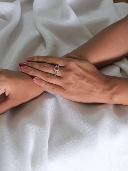 Pink Pear Stone American Diamond Ring