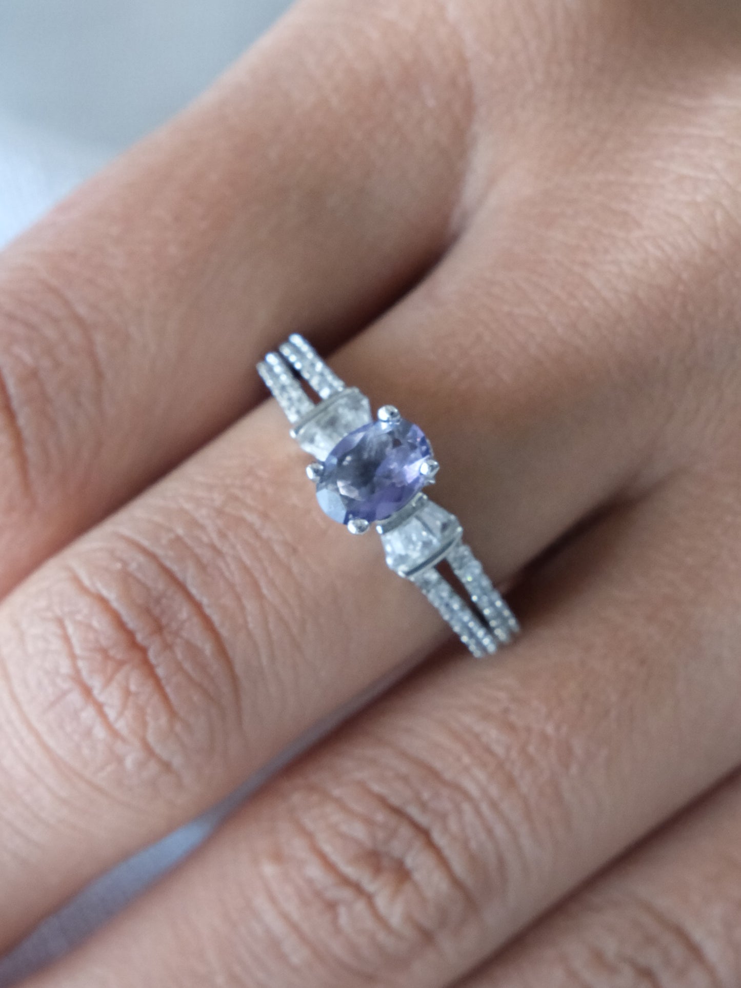Purple Oval Stone American Diamond Ring