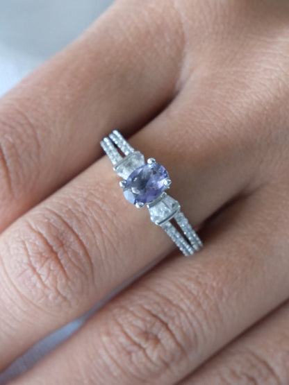 Purple Oval Stone American Diamond Ring