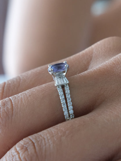 Purple Oval Stone American Diamond Ring