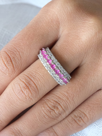 Pink Band Style American Diamond Ring