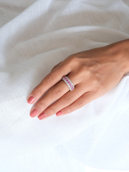 Pink Band Style American Diamond Ring