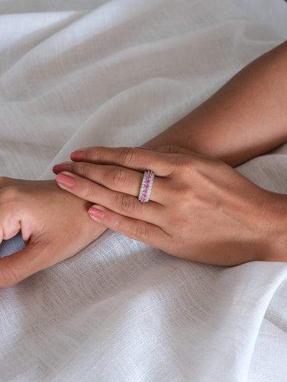 Pink Band Style American Diamond Ring