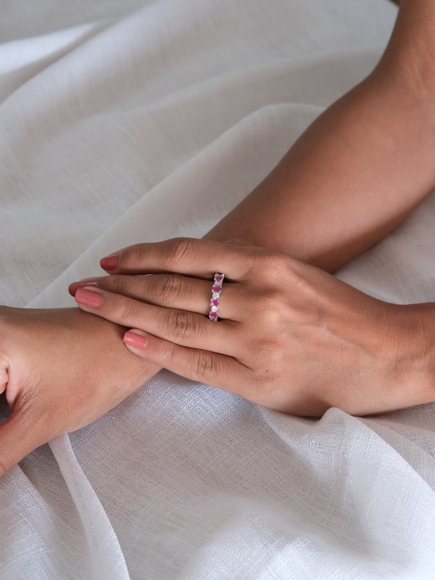 Pink Eternity Style American Diamond Ring