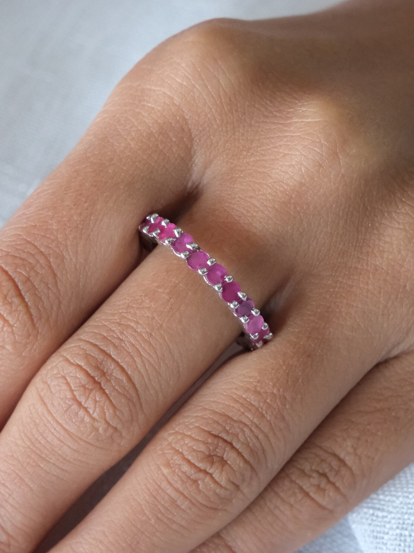 Pink Stone Band American Diamond Ring