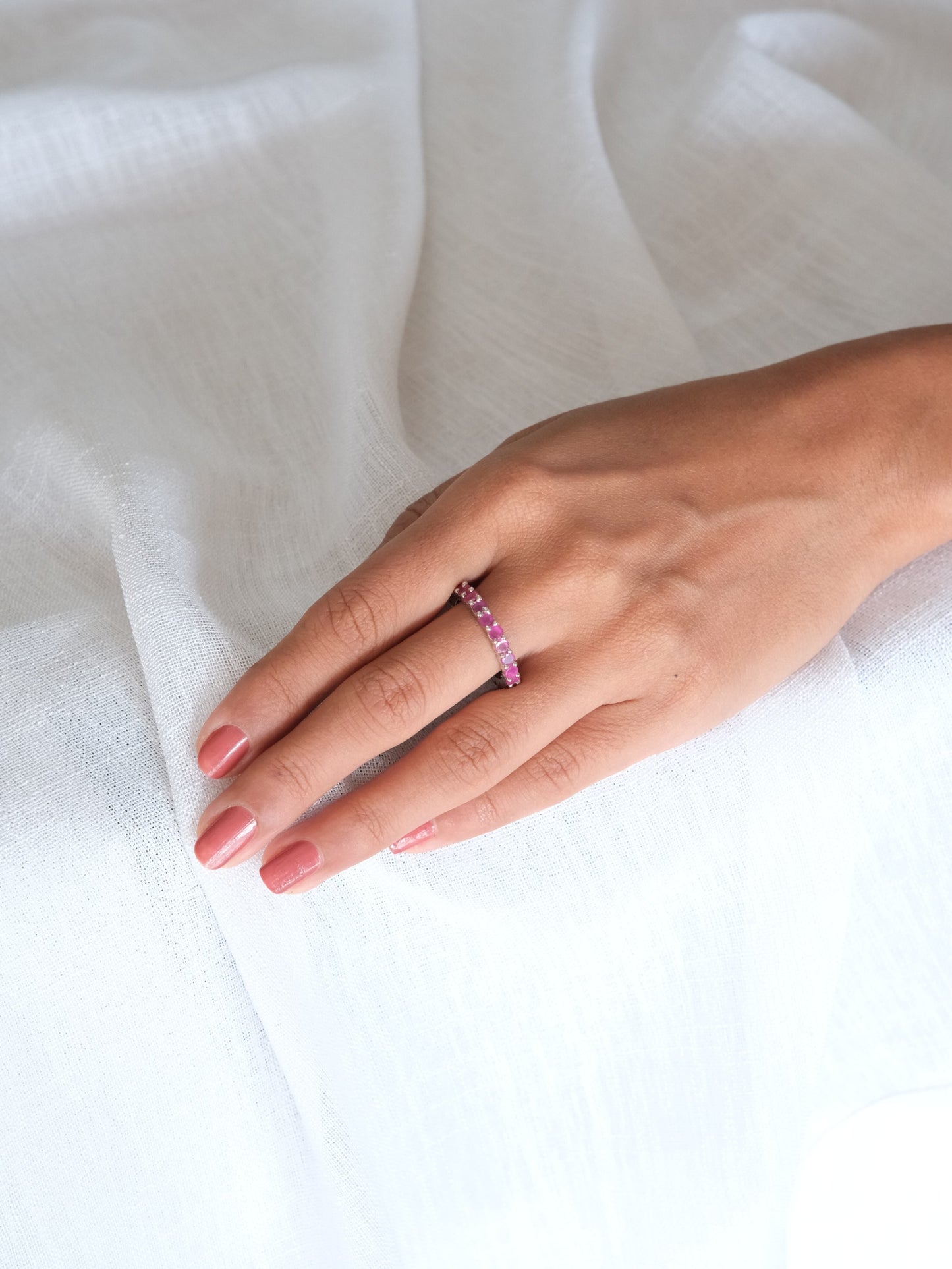 Pink Stone Band American Diamond Ring
