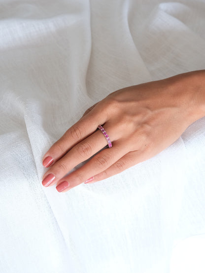 Pink Stone Band American Diamond Ring