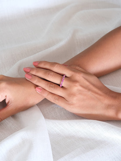 Pink Stone Band American Diamond Ring