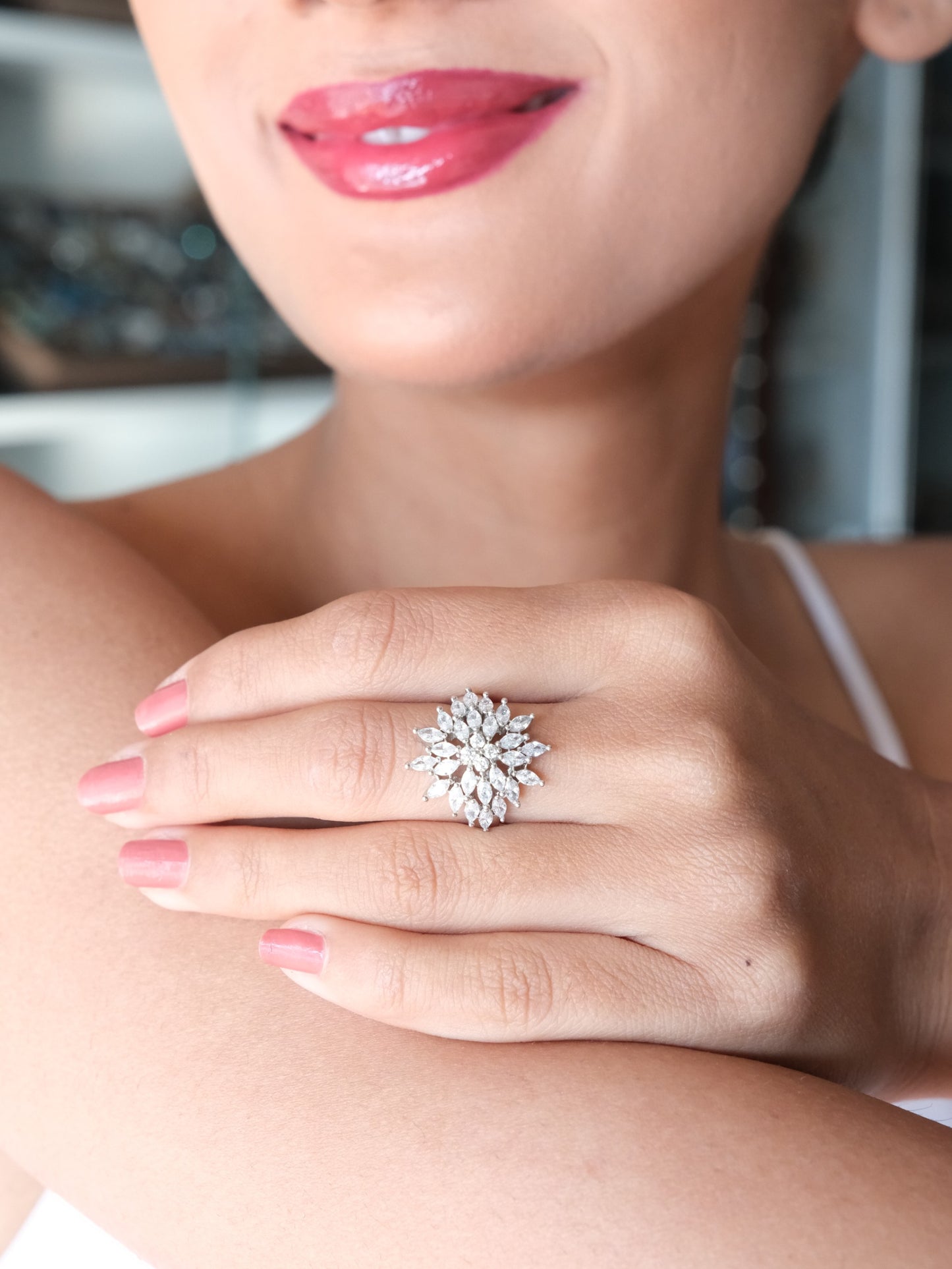 Snowflake American Diamond Ring