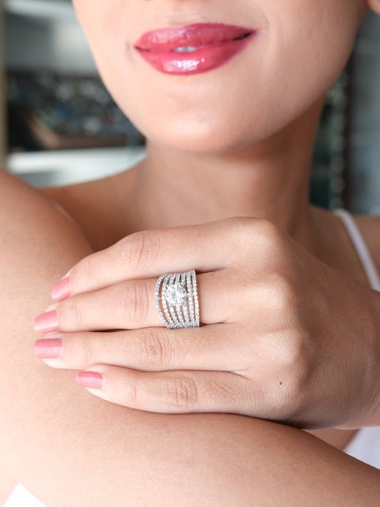 Layered Statement American Diamond Ring