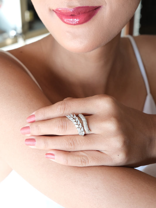 Leaf Design American Diamond Ring
