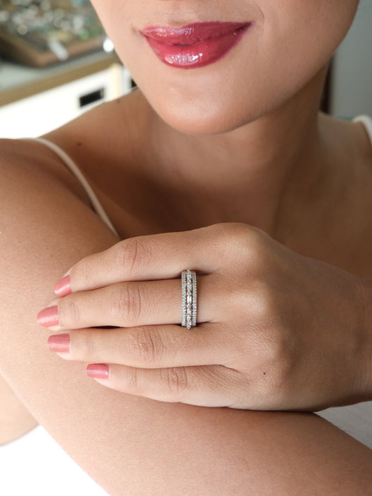 Double Band American Diamond Ring